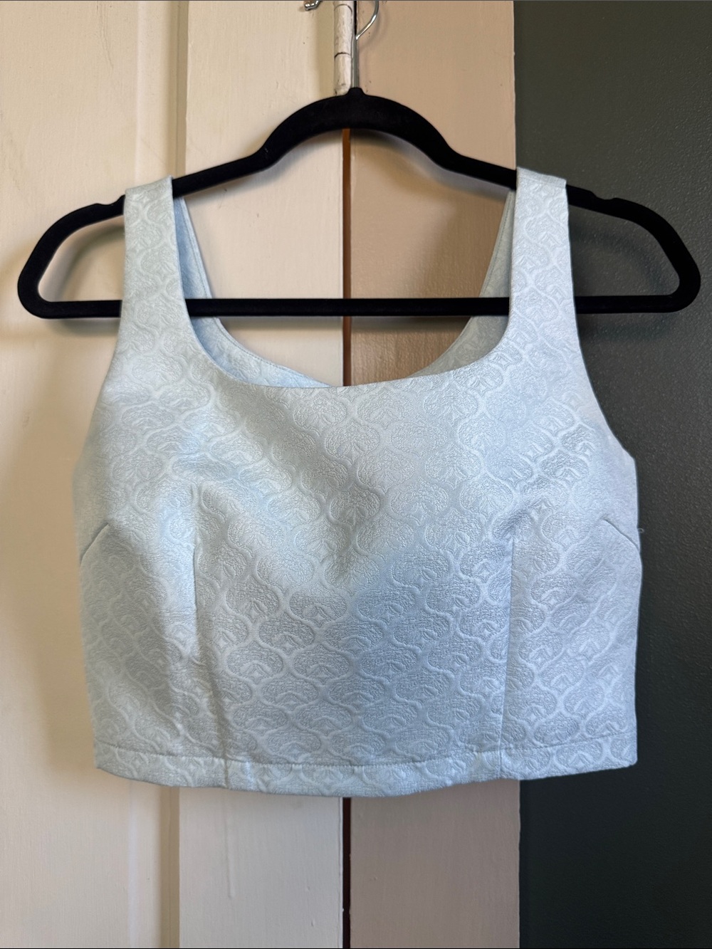 FRNCH Pale Blue Jacquard Crop Tank
